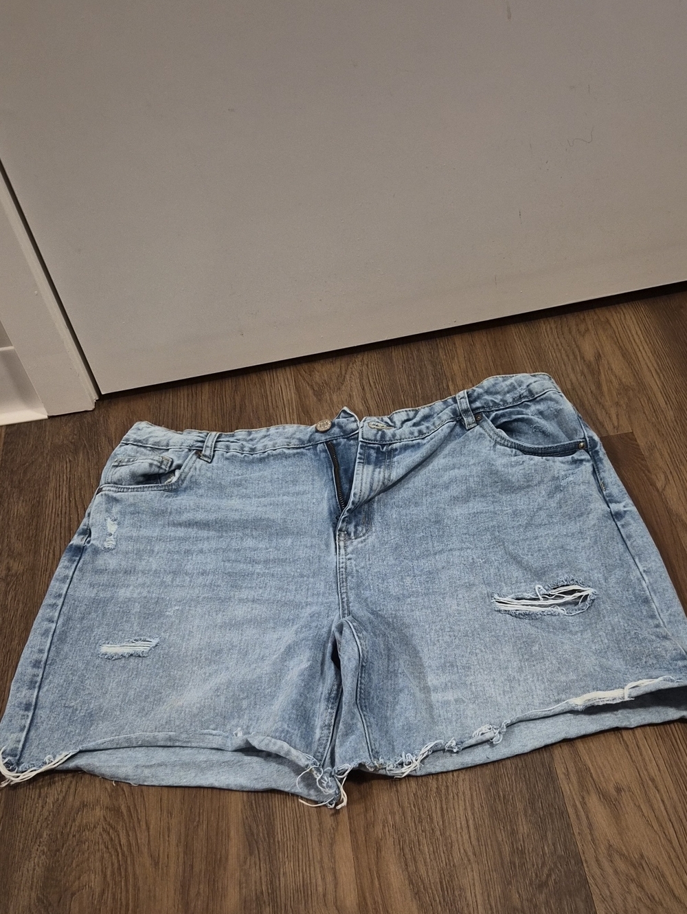 refuge Light Blue Distressed Denim Jean Shorts
